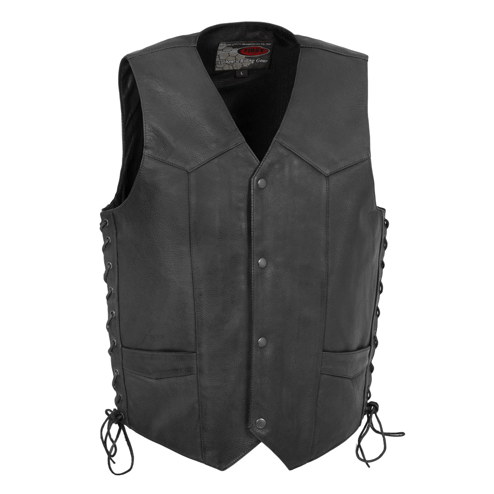 Rancher - Men's Motorcycle Western Style Leather Vest Men's Leather Vest First Manufacturing Company S